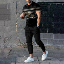 Load image into Gallery viewer, 2 Piece Set Outfits Men&#39;s Trousers Tracksuit Summer 3D Printed Jogger Sportswear Short Sleeve T Shirt+Long Pants Street Clothes
